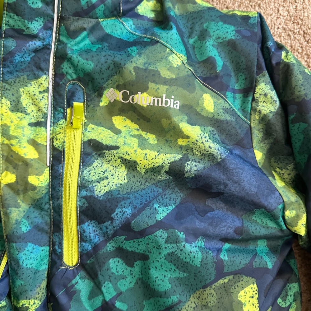 Columbia‎ Winter Jacket Hooded Puffer Coat Camo Green Blue L - Picture 7 of 9